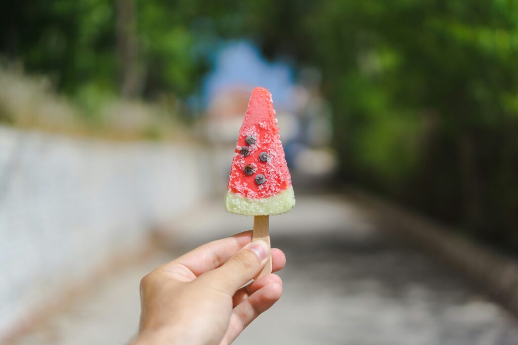 watermelon popsicle healthy eating on vacation
