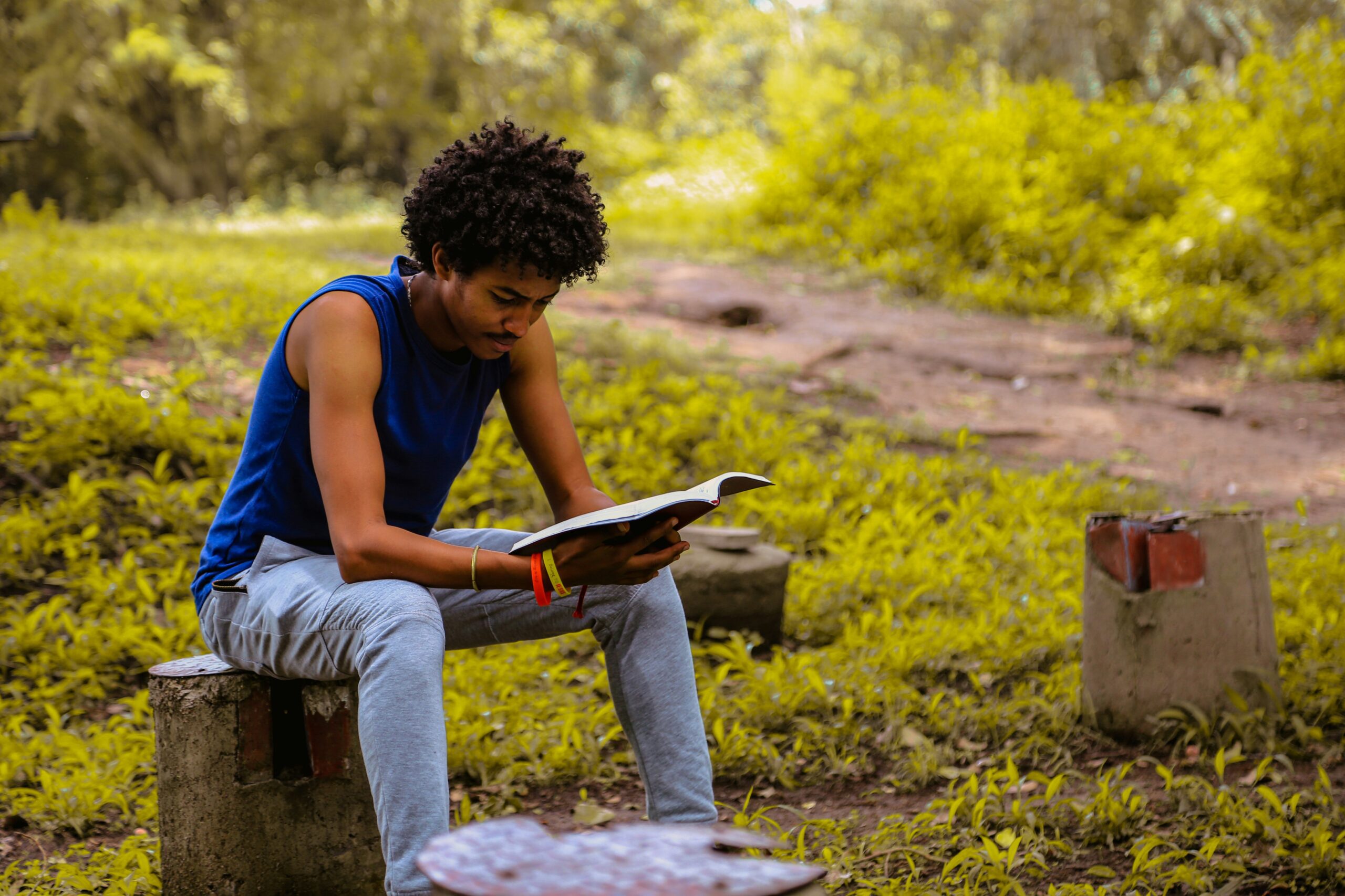 micro habits for anxiety man reading outside