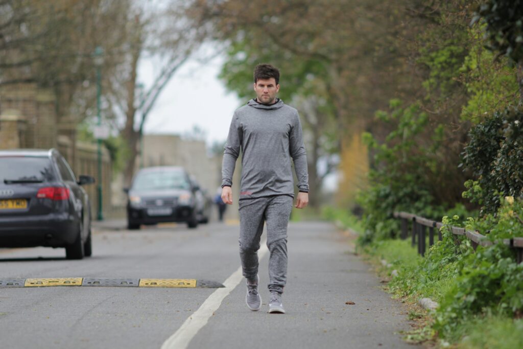 man walking soft movement workout