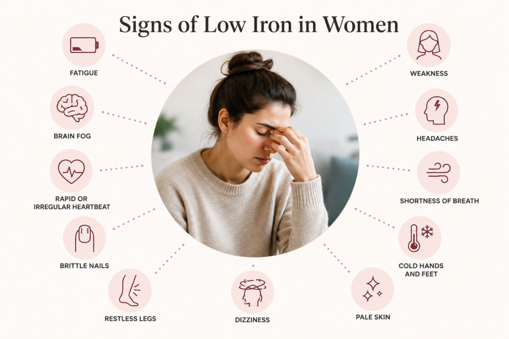 signs of low iron in women