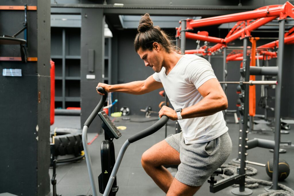 man working out at the gym fitness exercise fall fitness reset