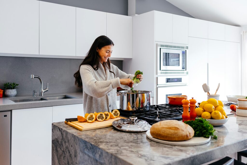 woman cooking in the kitchen meal prep