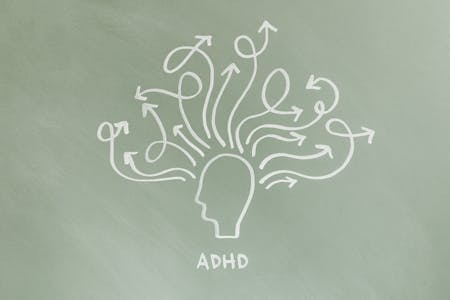 ADHD therapist - drawing of a person with lines coming out of their brain, symbolizing racing and distracting thoughts