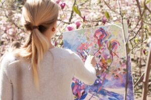 social media addiction - woman painting