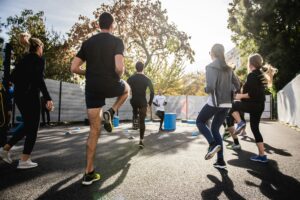 people jogging in place - endurance exercises