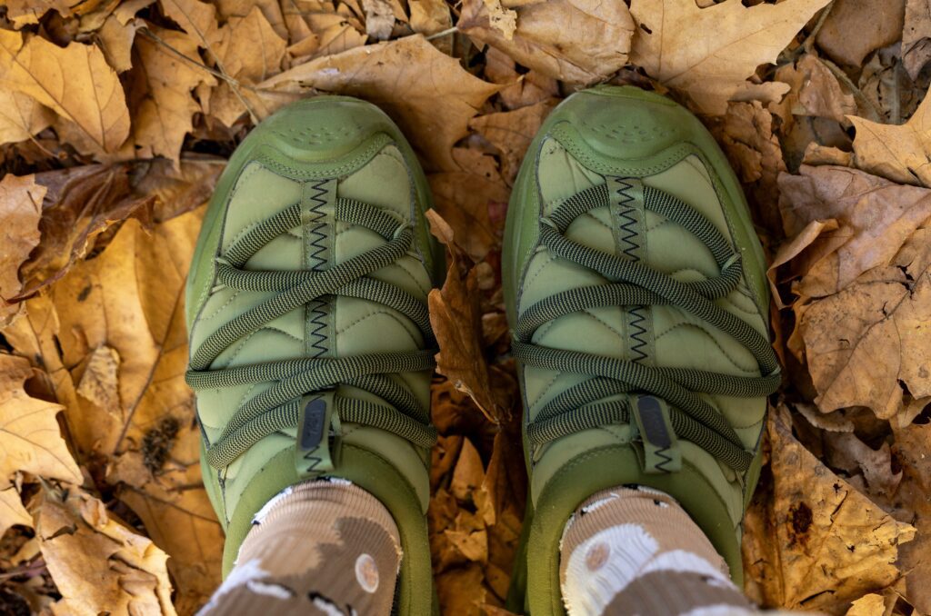 hiking shoes in the leaves walking shoes plantar fasciitis