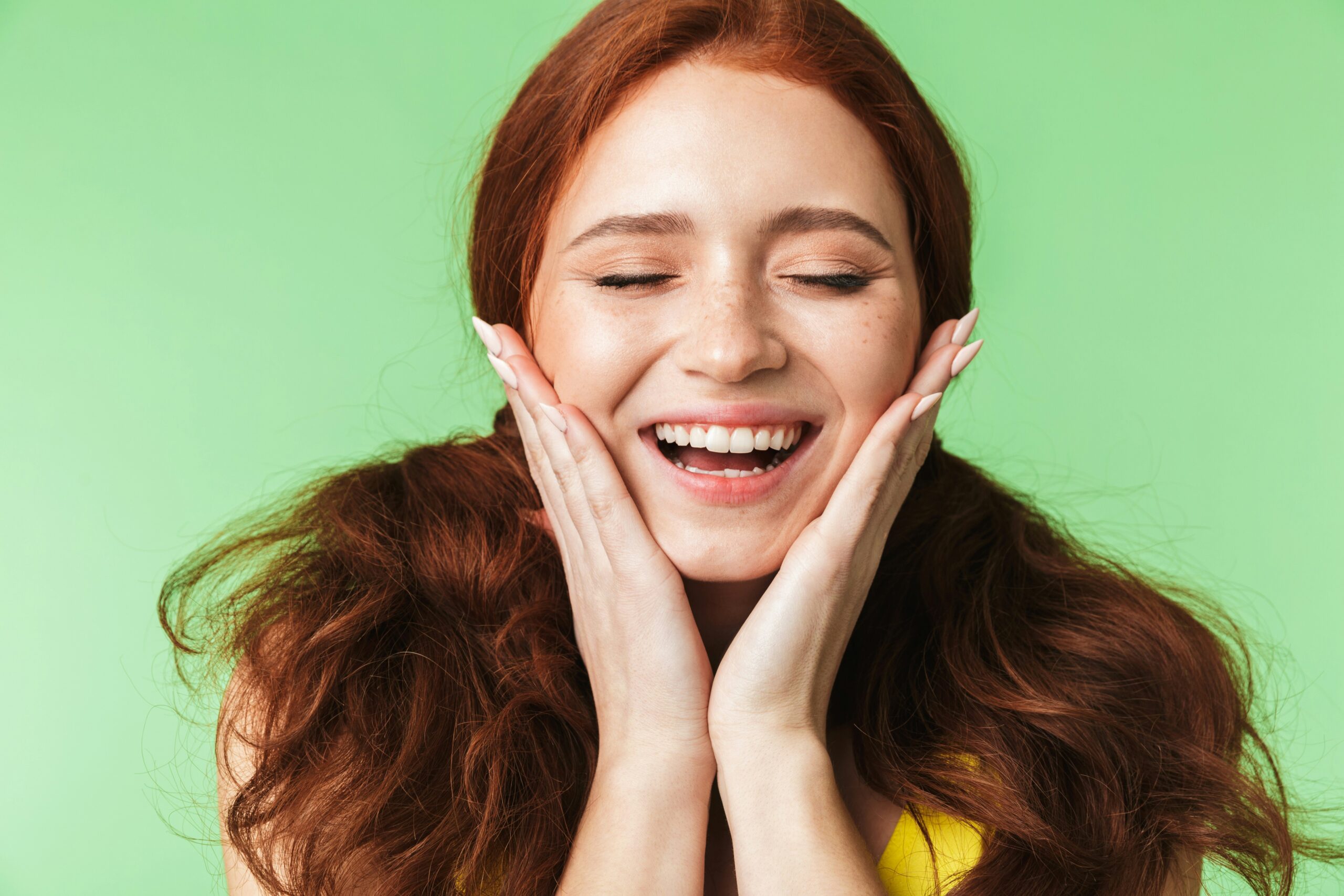 smiling happy woman supplements for healthy skin