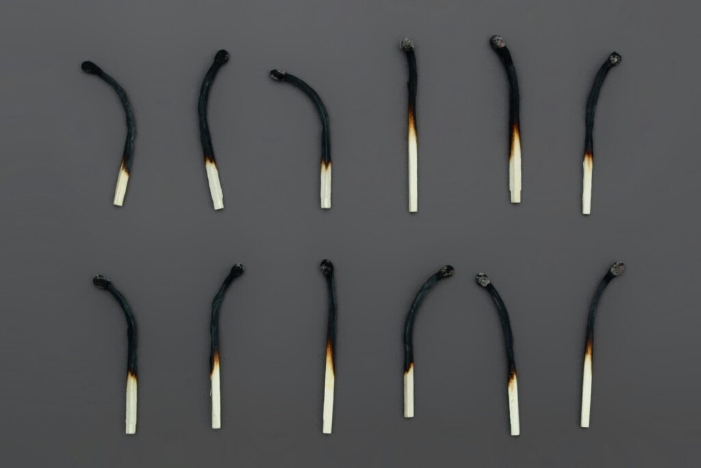 matches sign of burnout fire